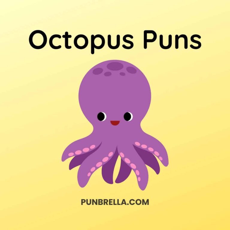 Octopus Puns - A cute purple cartoon octopus