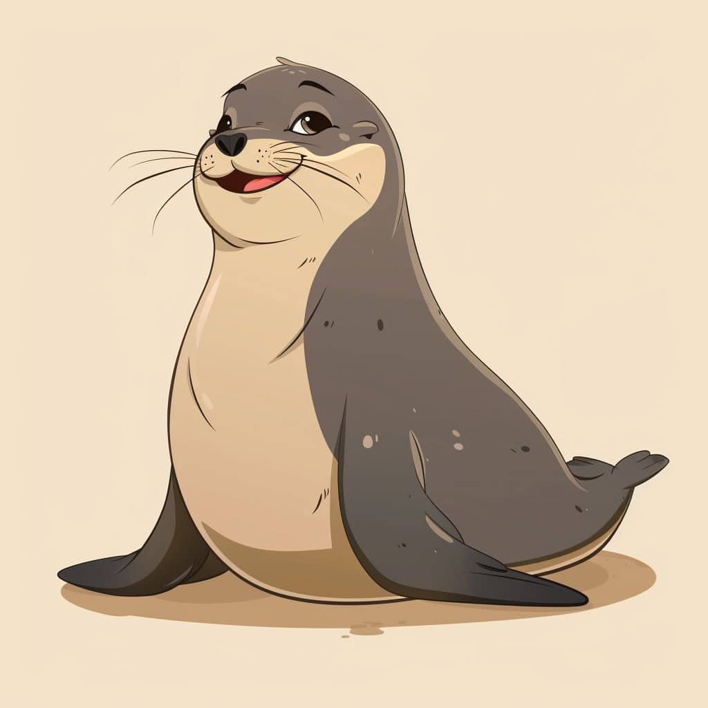 A brown cartoon seal