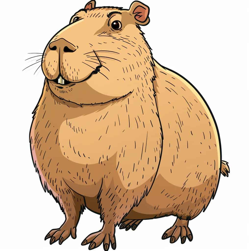 A cartoon capybara on white background