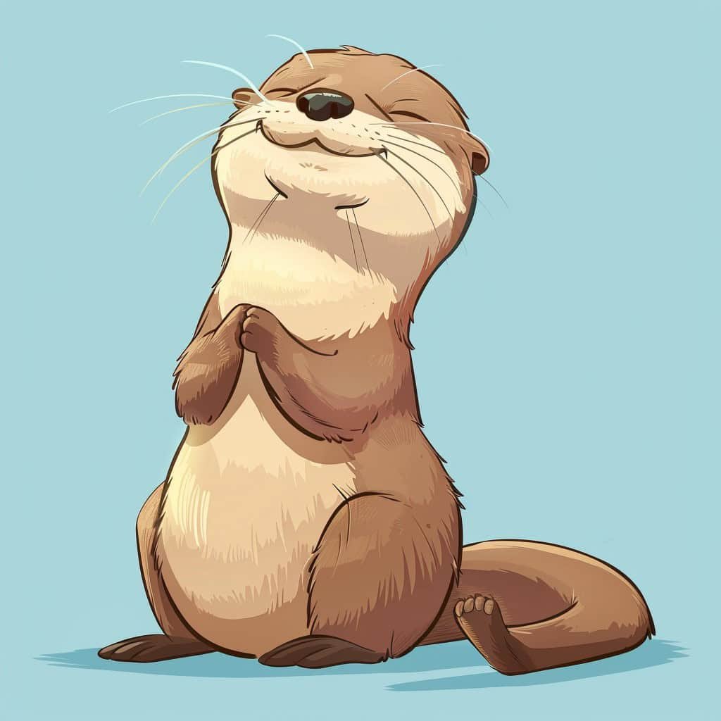 A cartoon otter on blue background