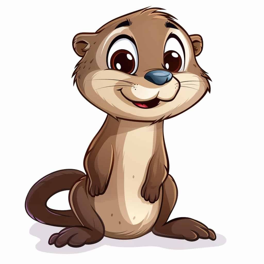  A cute cartoon otter on white background