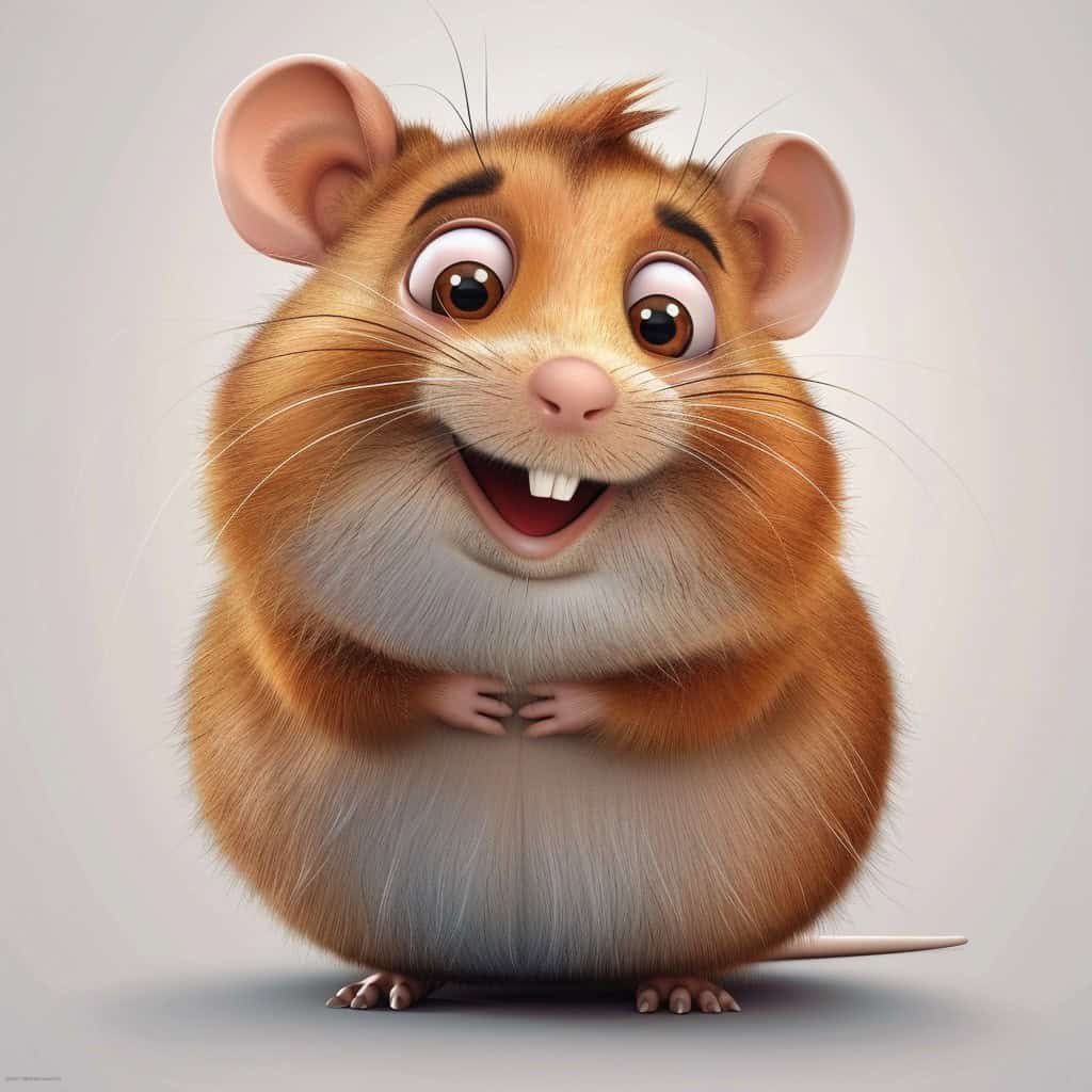 A funny cartoon hamster