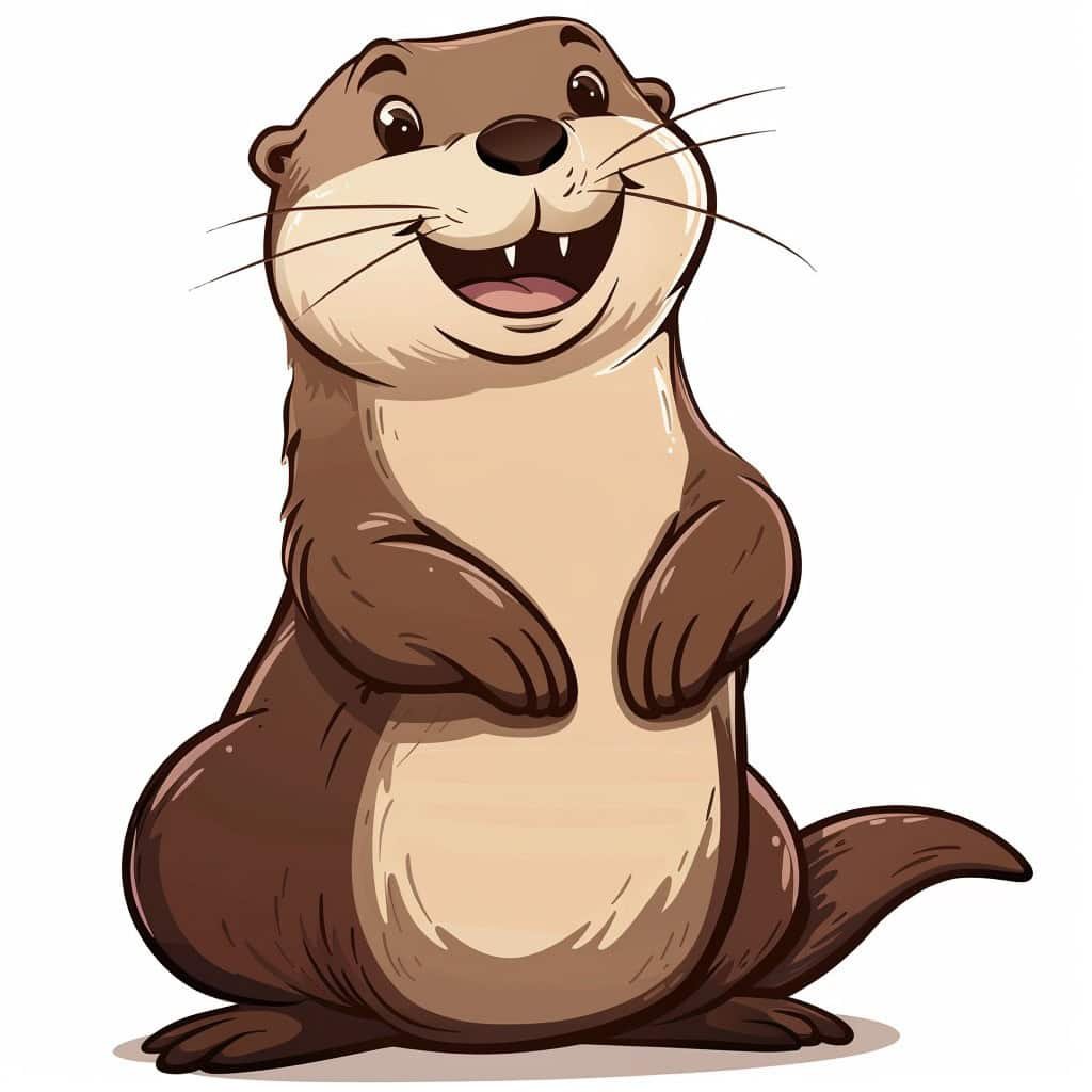  A funny cartoon otter on white background