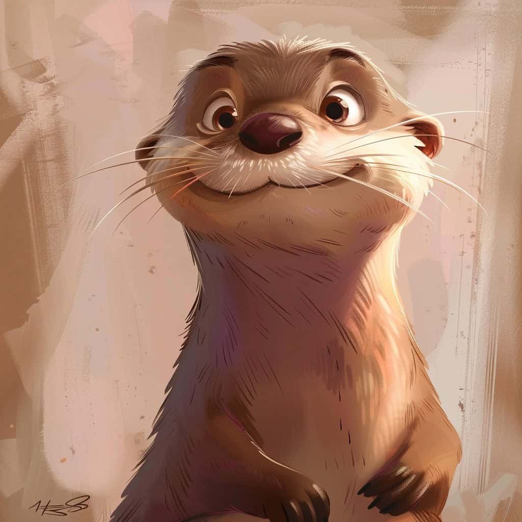 A funny cartoon otter