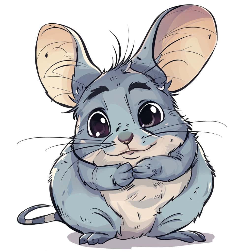 Blue cartoon chinchilla on white background