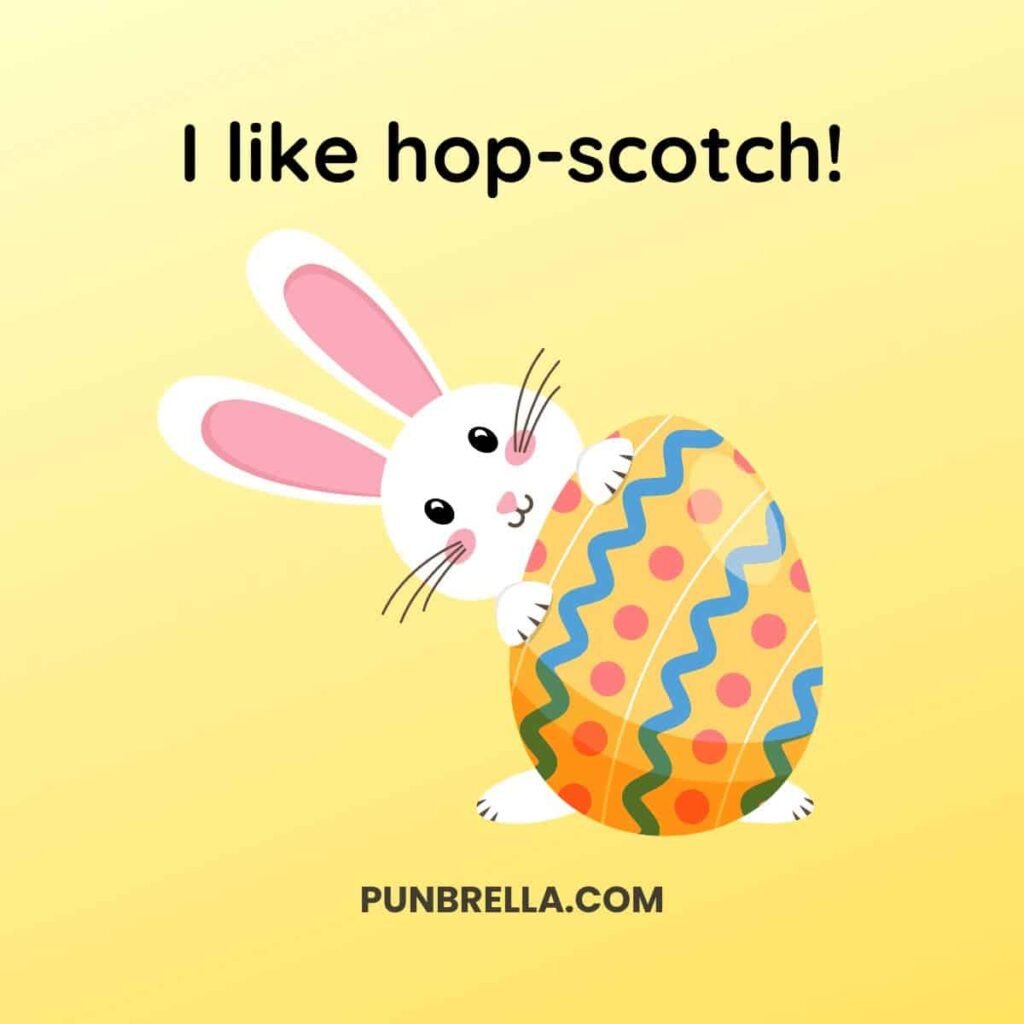 I like hop-scotch! - A funny Easter bunny