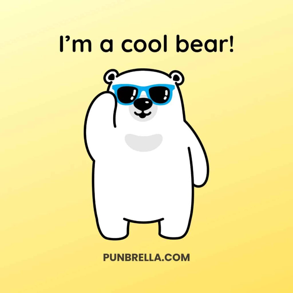 I’m a cool bear! - Cartoon polar bear wearing sunglasses