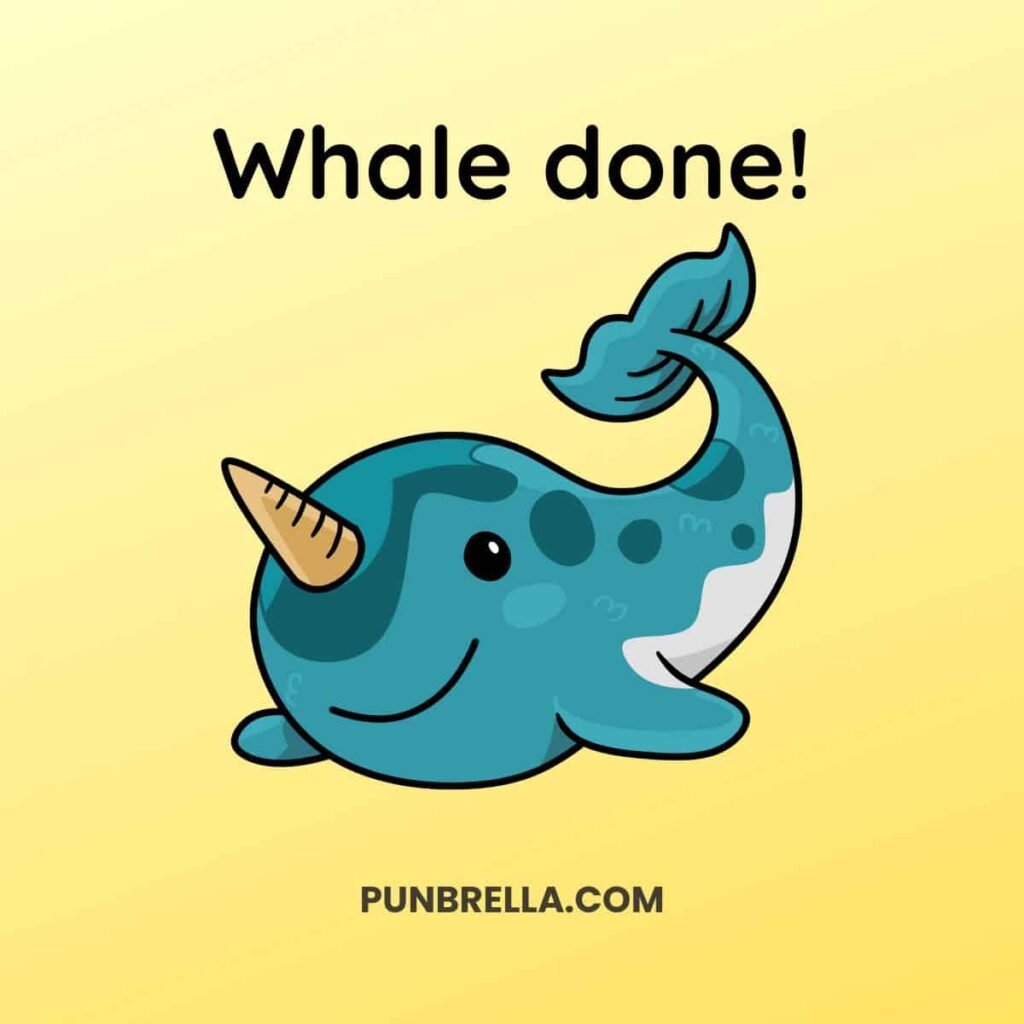 Whale done! - A cute cartoon narwhal